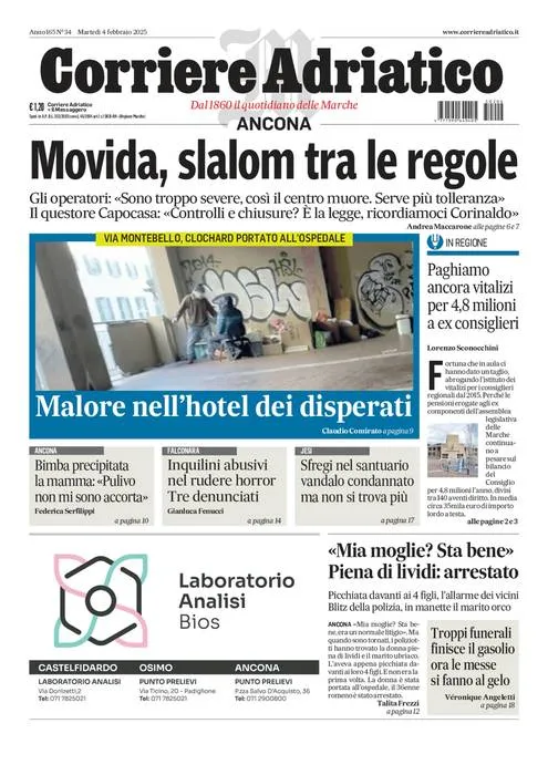 Prima-pagina-corriere adriatico-edizione-di-oggi-04-02-2025